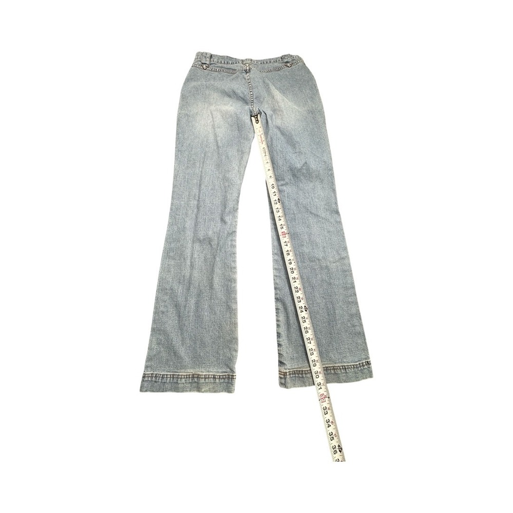 Lee Jeans Womens 16L Blue Riveted Flare Stretch Light Wash Patch Pocket Denim - Picture 6 of 12